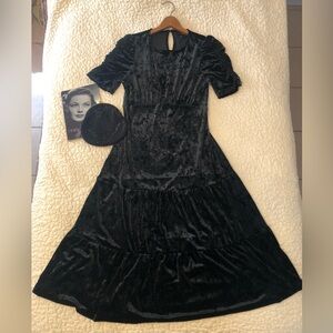 Black vintage 30s/40s inspired “velvet” dress